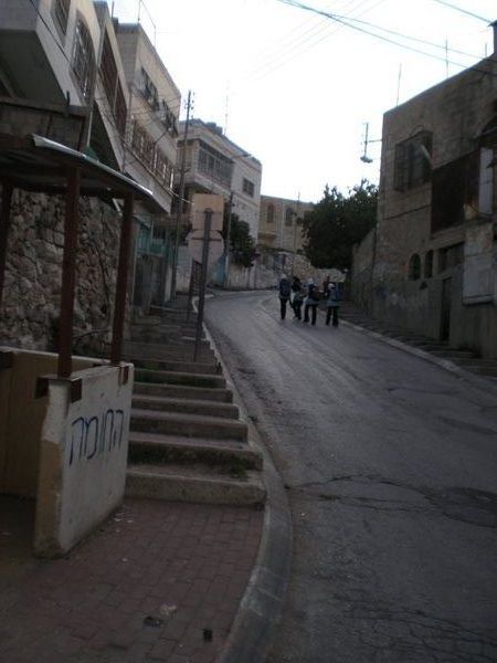 Hebron street shared by Jews and Arabs