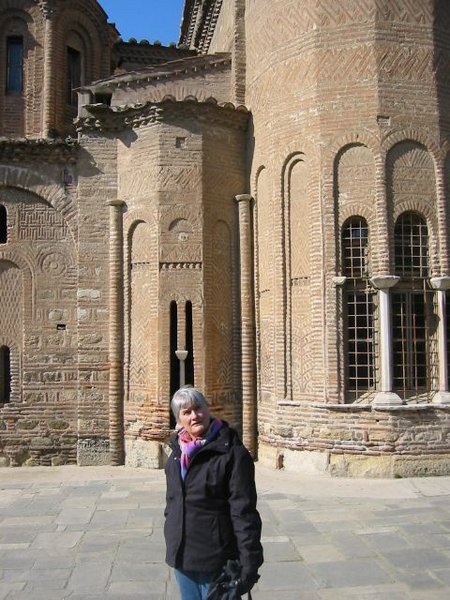 Gwen in front of the 12 Apostles Church Salonika