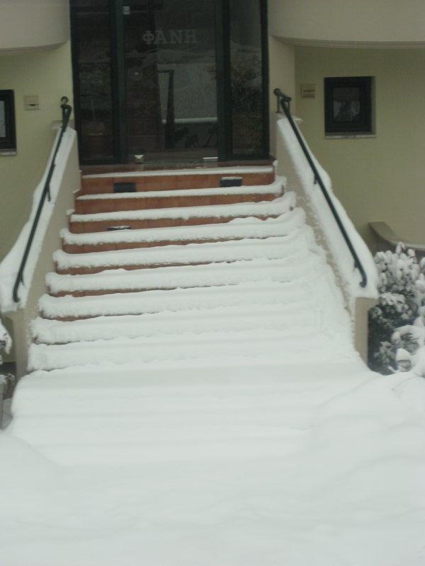 Snow covered stairs