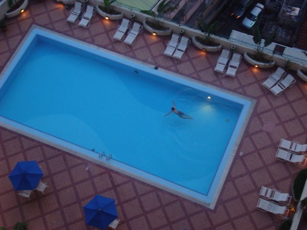 James in the Hotel Pool