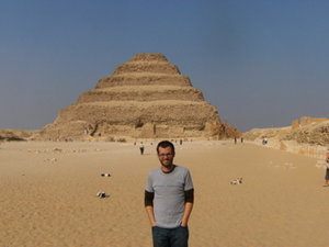 In front of the Step Pyramid.
