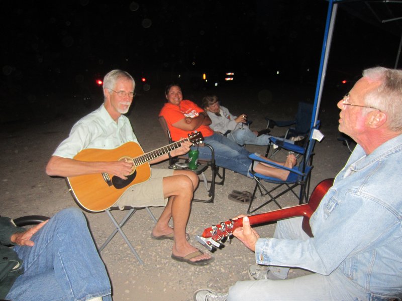 doing a little pickin' with the campground suprervisor
