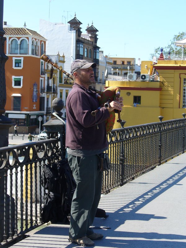 Spanish bagpipe busker