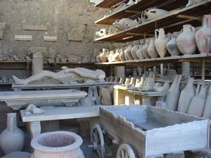 Assorted archaeological finds stored in the granary
