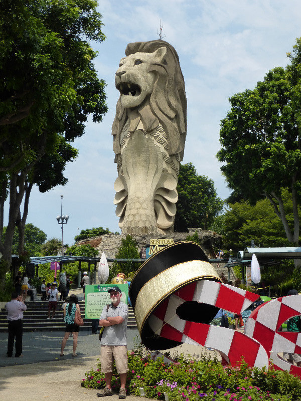 Rhys with the Sentosa Merlion...he wanted to go there...