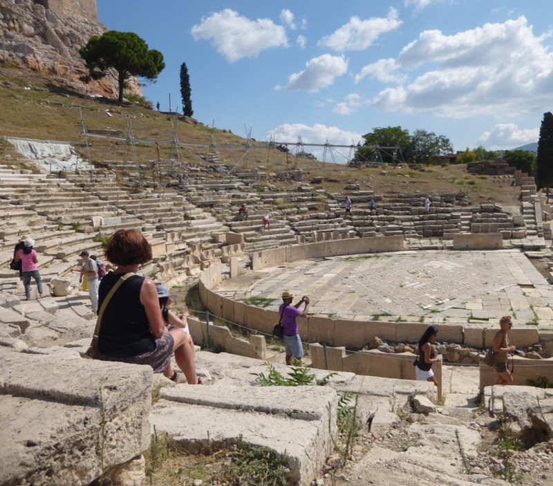 Theatre of Dionysos nestled beneath the Acropolis, the oldest theatre in Greece, 500 BC