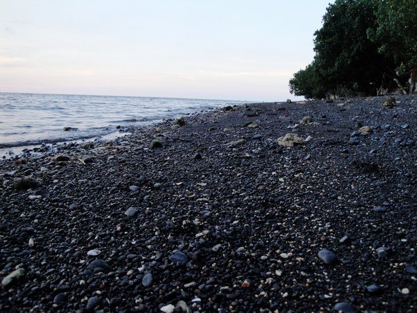 Black pebble beach