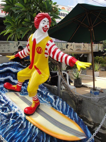 Ronald being creepy on a surfboard