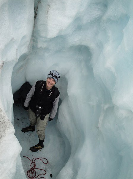 In an icy hole