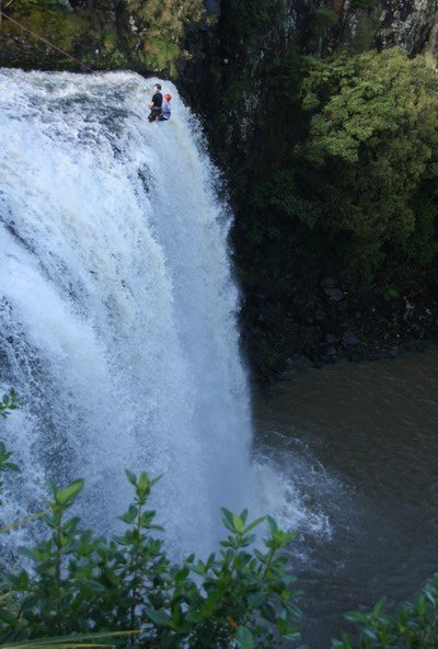 Abseiling down Whangarei Falls