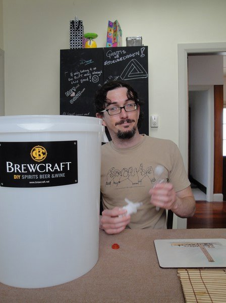Clive preparing to brew his first batch of beer
