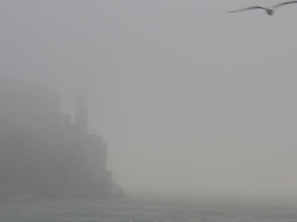 Alcatraz shrouded in mist