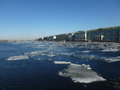 Neva river in front of the Hermitage