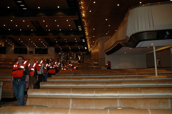 Theater during muster drill