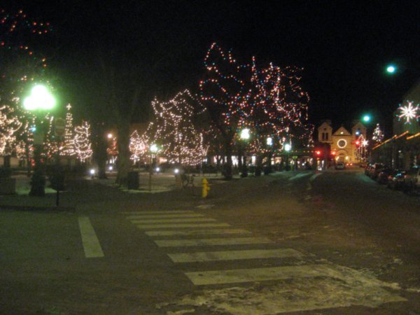 Sante Fe Plaza at night