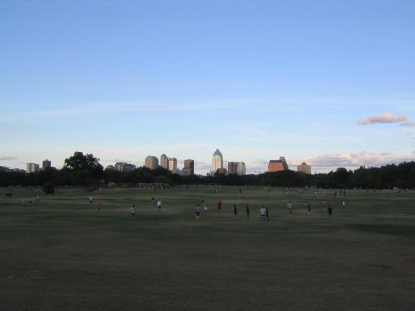 View of Zilker Park and downtown