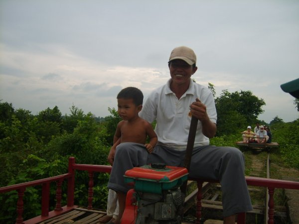 bamboo train-driver and his son
