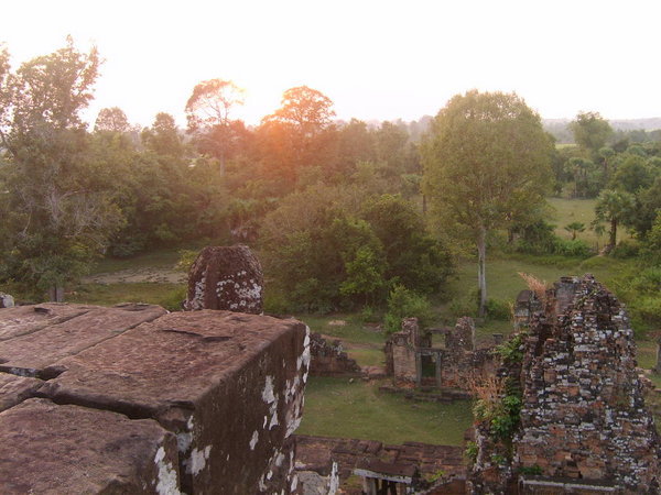 sun setting seen from temple