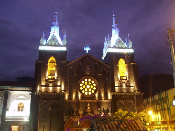 The Church in Baños at night