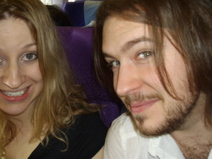 Lee and Amy on plane