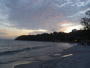 Sunset across across the beach