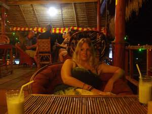 Amy relaxing in a bar in Sihanoukville