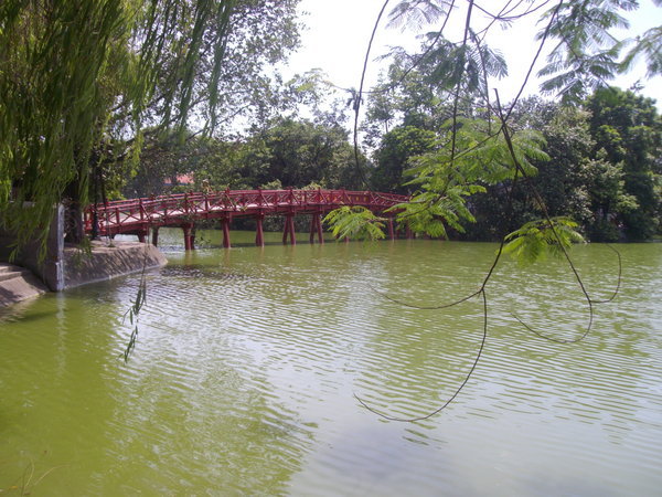 Huc Bridge to Jade Island at Hoan Kiem Lake