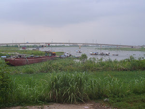 Looking back at Nimh Binh town from the outskirts
