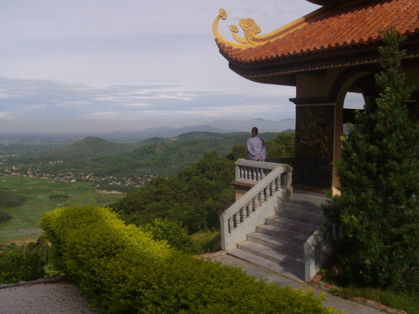 Lee checking out the view from Truc Lam Temple
