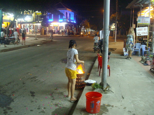 Burning offerings during the lunar festival
