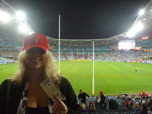 Amy at the Sydney Swans game