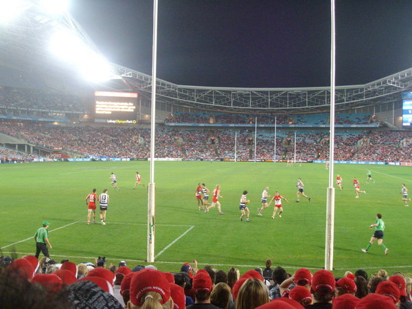 The Swans (in red) vs the Cats
