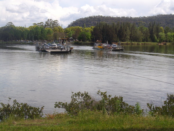Catching a small local ferry across a river in the Hunter Region