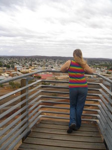 Amy looking out over Broken Hill from the Miners Memorial