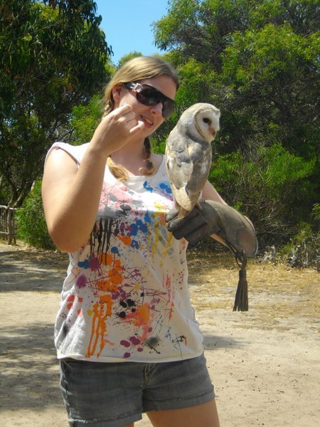 Amy with her new friend, Barney the Barn Owl