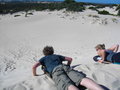 Sjoerd and Annelies about to go down the dunes