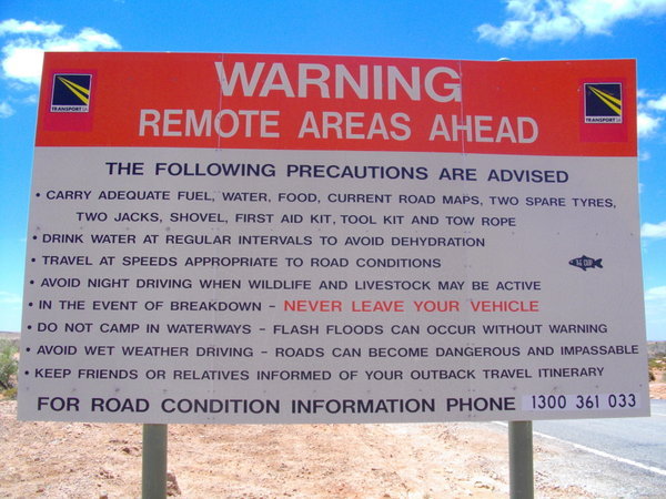 Warning, remote areas ahead