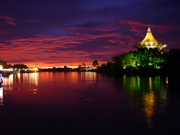 sunset at kuching waterfront