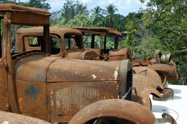 Remains of Pablo Escabars car collection after an enemy blew up the building they were stored in