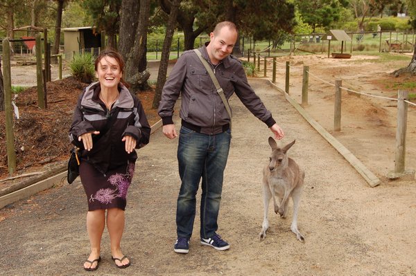 Paul with two Kangaroos