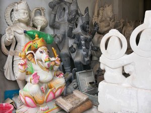Statues at the marble smoothing shop