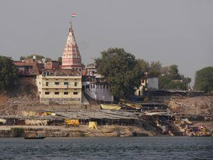 A temple beside the Ganges nearing Varanasi.