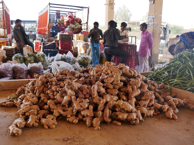 In the market - a mountain of fresh ginger