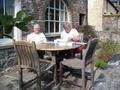 On the patio of Coachman's Cottage
