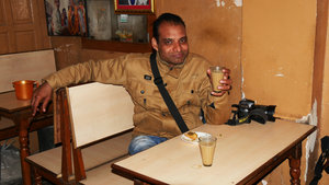 Manish enjoying his chai