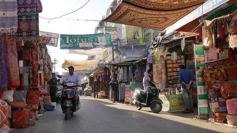 Pushkar's winding lanes lined with shops