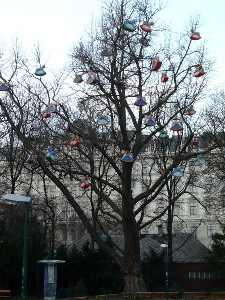 Even the trees are decorated for christmas