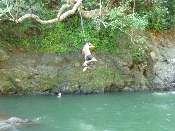 rope swing on upper pool